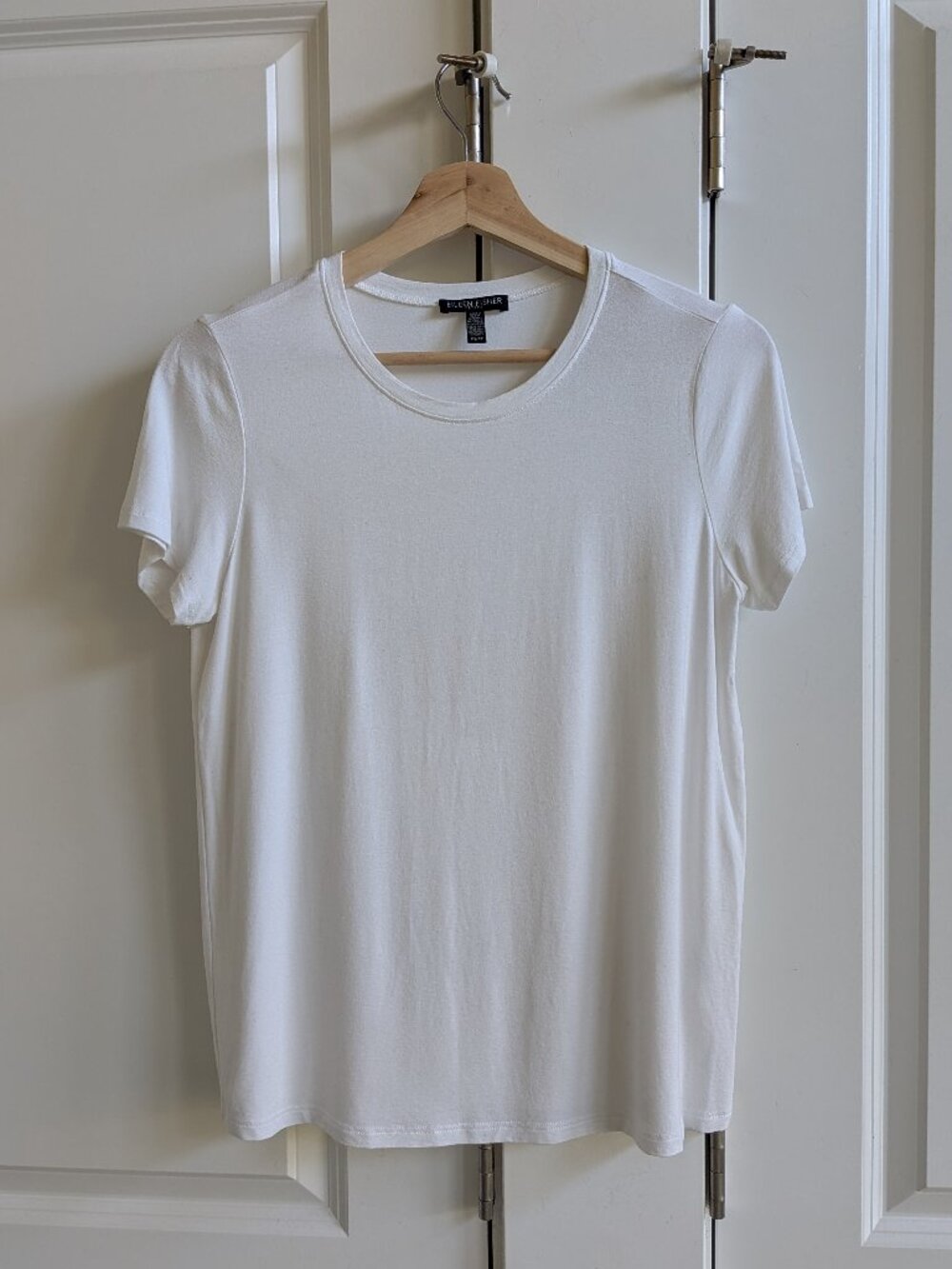 Eileen Fisher TShirt Petite S White Crewneck Short Sleeve Viscose Jersey Tee